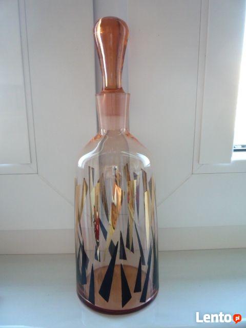 ANTYK Nowa Łososiowa KARAFKA + 5 Kieliszków Złote Zdobienia