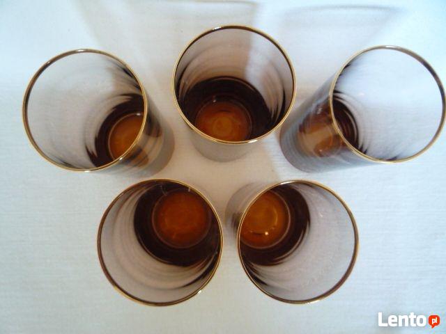 NOWE 5 sztuk Wysokie Szklanki Szkło cieniowane Brązowe