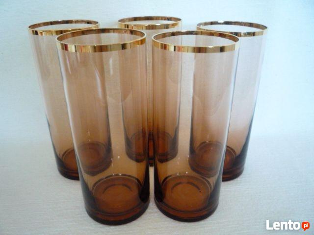 NOWE 5 sztuk Wysokie Szklanki Szkło cieniowane Brązowe