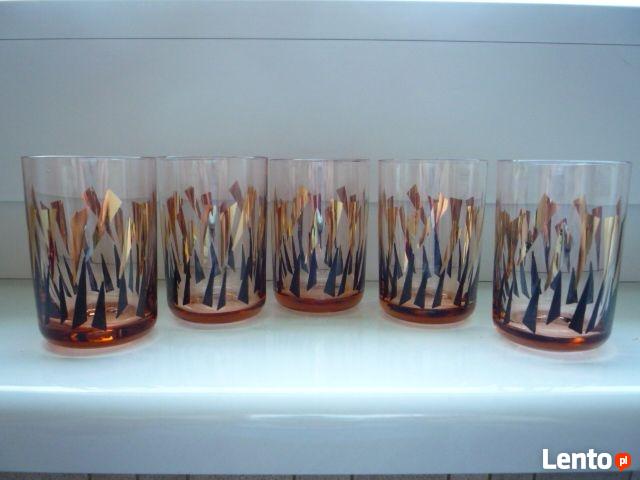 ANTYK Nowa Łososiowa KARAFKA + 5 Kieliszków Złote Zdobienia