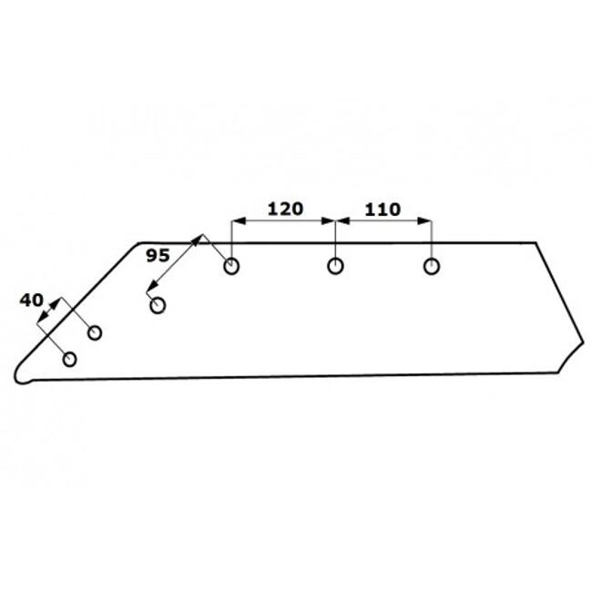Lemiesz 20 cali Kverneland 073008, 073009 stal borowa