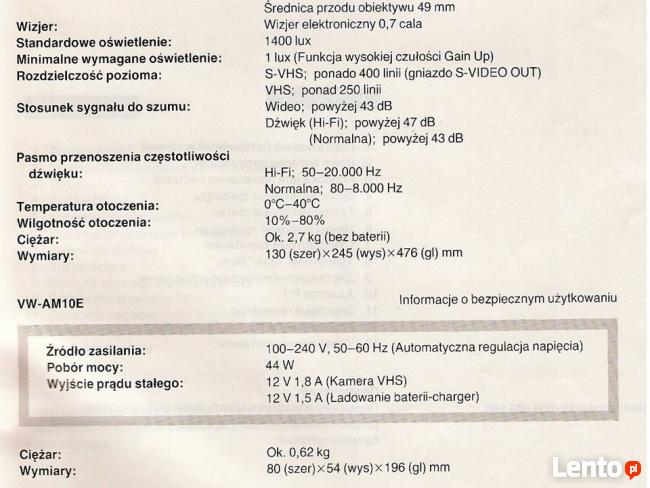 Okazja duża Kamera FORMAT S-VHS brak głosu