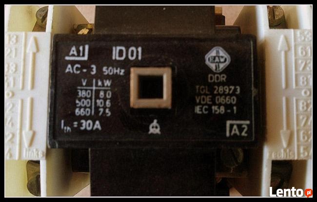 stycznik ID-01 16A na napięcia: 24V, 42V, 110V, 127V, 220V