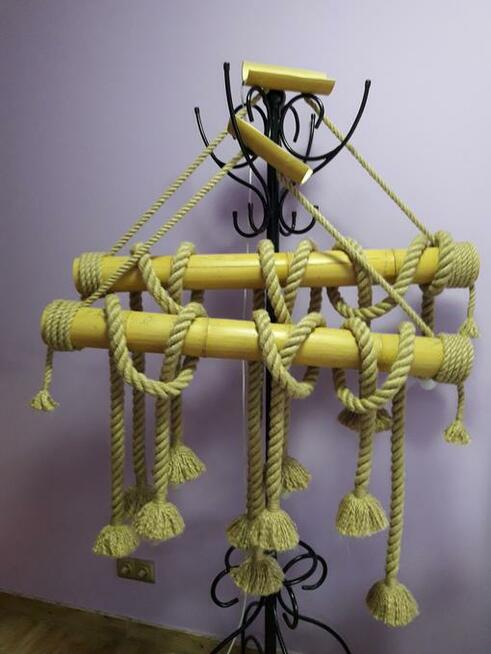 Lampa wisząca z liny i bambusa 6x E27