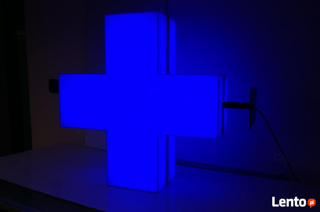 Dwustronny KRZYŻ APTECZNY 3D podświetlany LED 60 cm