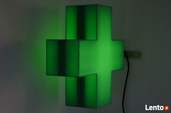 Dwustronny KRZYŻ APTECZNY 3D podświetlany LED 60 cm