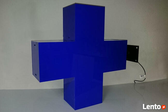 Dwustronny KRZYŻ APTECZNY 3D podświetlany LED 60 cm