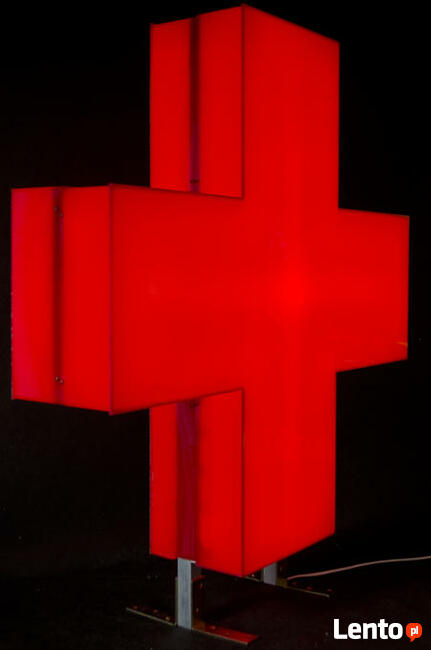 Dwustronny KRZYŻ APTECZNY 3D podświetlany LED 60 cm
