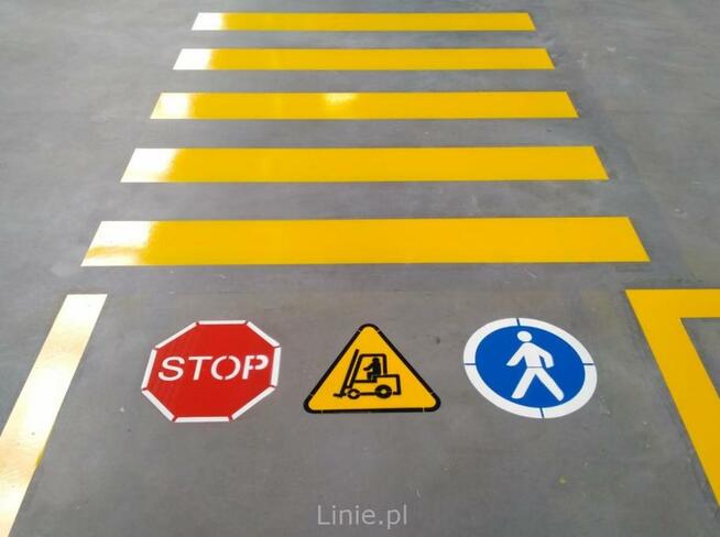 Malowanie linii, oznakowanie poziome hal magazynów, garaży