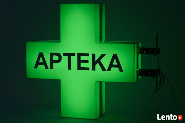 Dwustronny KRZYŻ APTECZNY 3D podświetlany LED 60 cm