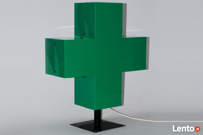 Dwustronny KRZYŻ APTECZNY 3D podświetlany LED 60 cm