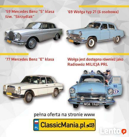 Auto do ślubu Wołga Fiat 126p zabytkowe prl radiowóz milicja