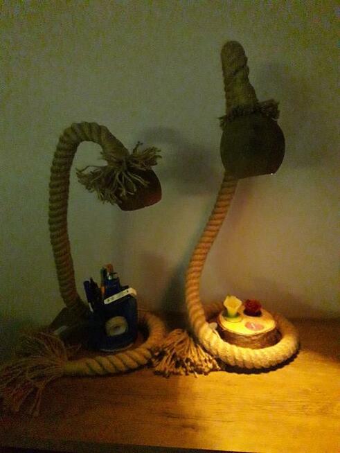 Lampa nocna na biurko z liny i kokosa E14