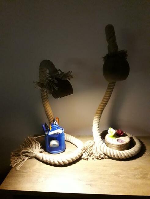 Lampa nocna na biurko z liny i kokosa E14