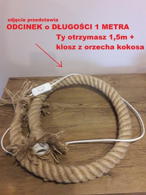 Lampa nocna na biurko z liny i kokosa E14