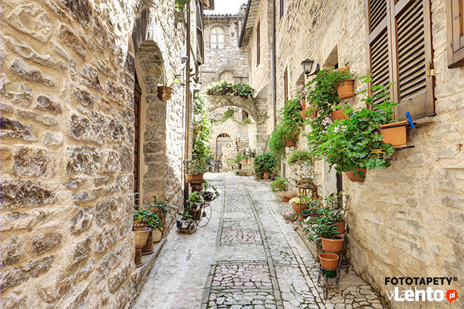 Fototapeta z kamienna jasną włoską uliczką Superdruk SU350