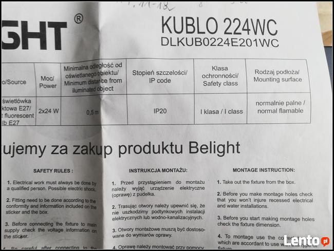 Oprawa Belight , Kublo 224WC DLKUB0224E201WC