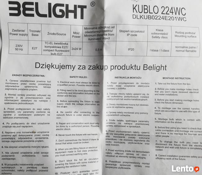 Oprawa Belight , Kublo 224WC DLKUB0224E201WC