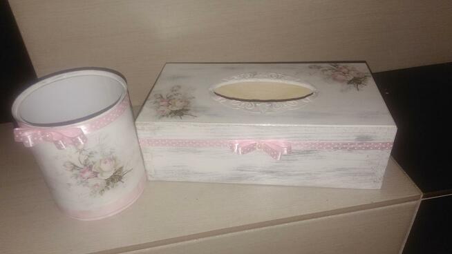 Chlebak drewniany z tacą decoupage zestaw do kuchni