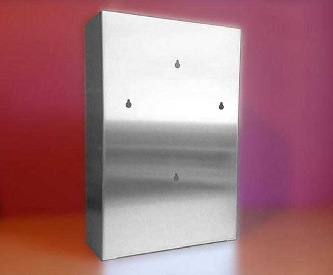 Podajnik (dozownik) na rękawice – potrójny INOX, gł. 8 cm