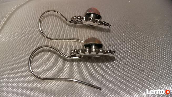 kolczyki vintage opal ognisty etiopski naturalny srebro 925