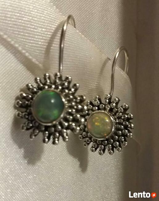 kolczyki vintage opal ognisty etiopski naturalny srebro 925