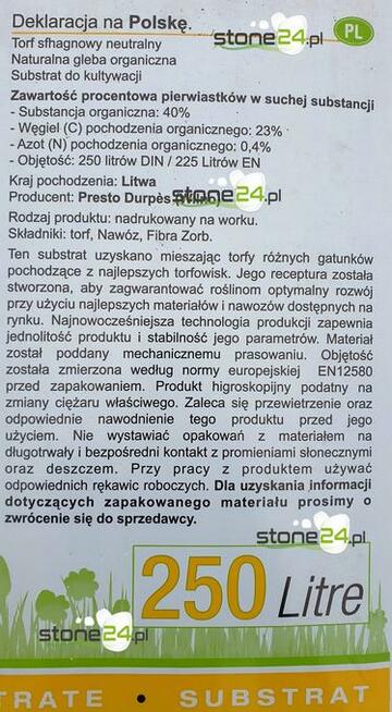 250L Substrat Torfowy = Torf odkwaszony nawoz ziemia