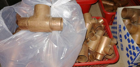 Kształtki miedziane: kolano, mufa, trójnik, zwężka