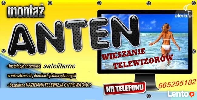 Montaż ustawianie anten , wieszanie telewizorów WĄBRZEŹNO