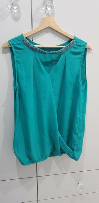 Morska tunika orsay z imitacją naszyjnika