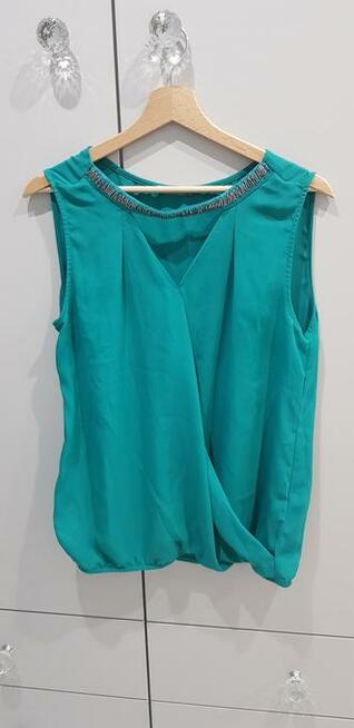 Morska tunika orsay z imitacją naszyjnika