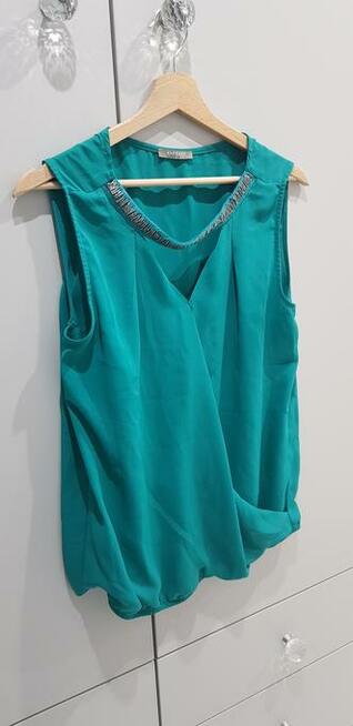 Morska tunika orsay z imitacją naszyjnika