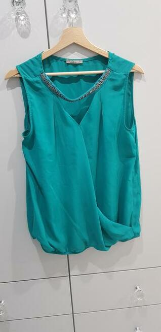 Morska tunika orsay z imitacją naszyjnika