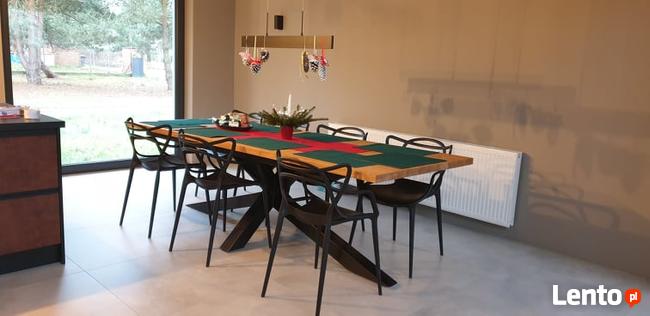 Stół dębowy 220 x 100 cm nogi 10 x 10 metalowe 100 % Drewno