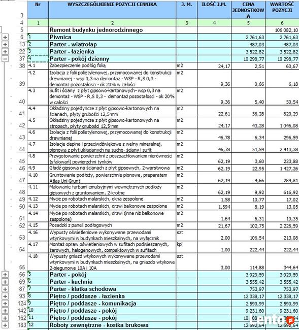 Kosztorys inwestorski i do rozliczenia: MOPS, GOPS, PFRON