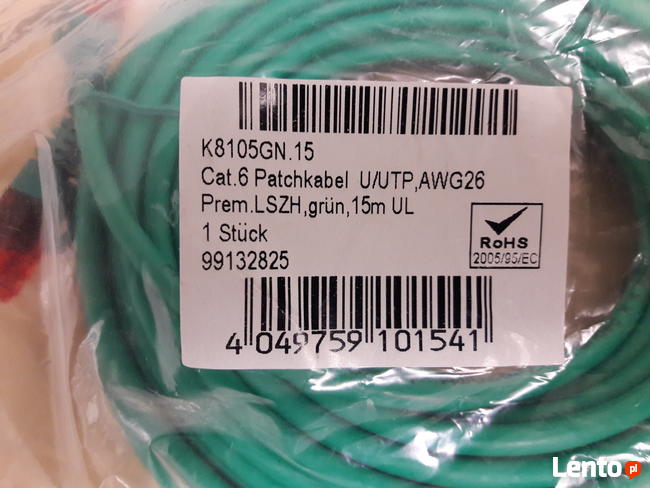 PATCHKABEL U/UTP AWG 26 kolor Zielony 15 m