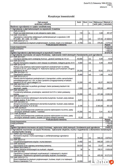 Kosztorys inwestorski i powykonawczy LGD, PROW, ARIMR, ASF.