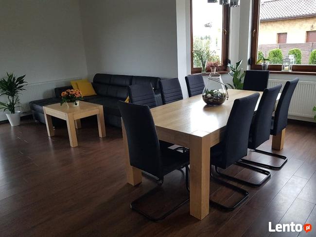 Stół dębowy 220 x 100 cm nogi 10 x 10 metalowe 100 % Drewno