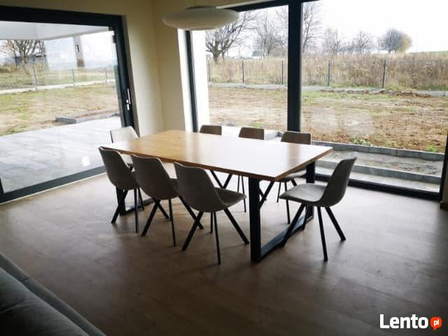 Stół dębowy 220 x 100 cm nogi 10 x 10 metalowe 100 % Drewno