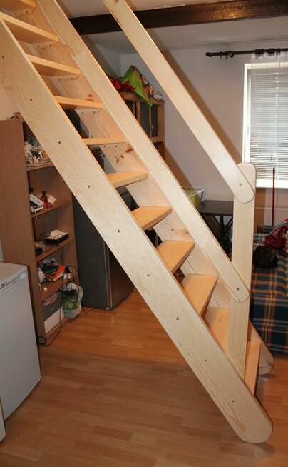 SCHODY REGULOWANE 360x80 sosnowe młynarskie jednobiegowe wew