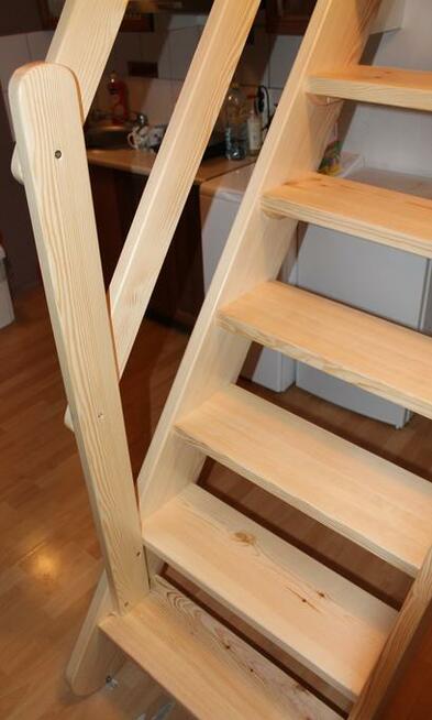 SCHODY REGULOWANE 360x80 sosnowe młynarskie jednobiegowe wew