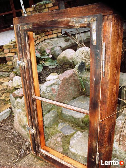 Stare okno szafka z drzewa przedwojennego loft, retro 70x117
