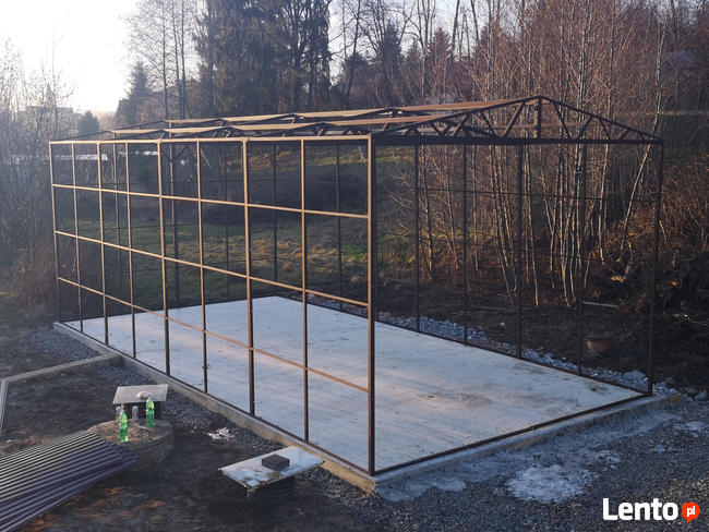 Konstrukcja garażu hali blaszanej 5x10 dach dwuspadowy