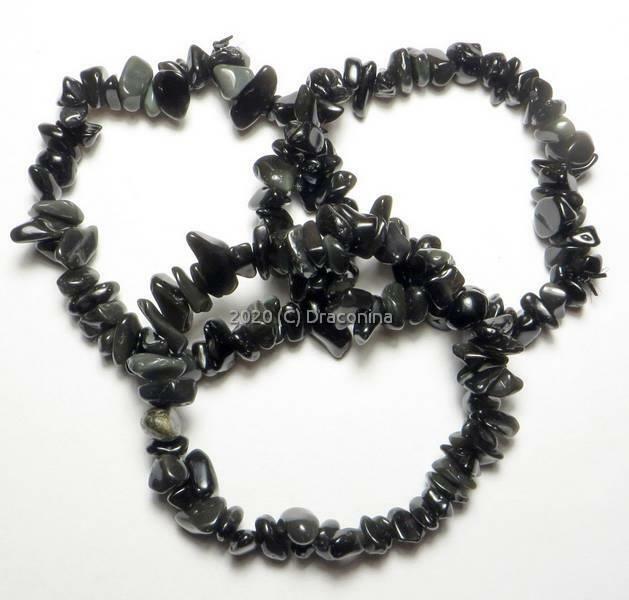 Bransoletka obsydian tęczowy sieczka czarna gumka