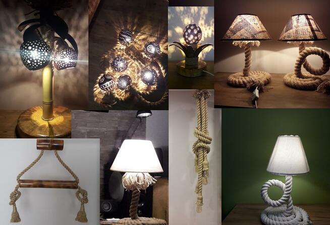 Kinkiet podwójny z pamięcią kształtu z liny jutowej HANDMADE