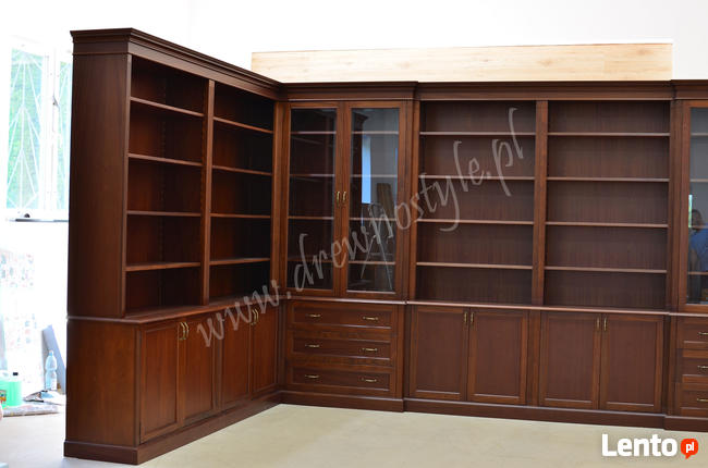 Zabudowy Biblioteczne Regły na wymiar MAHONIOWE