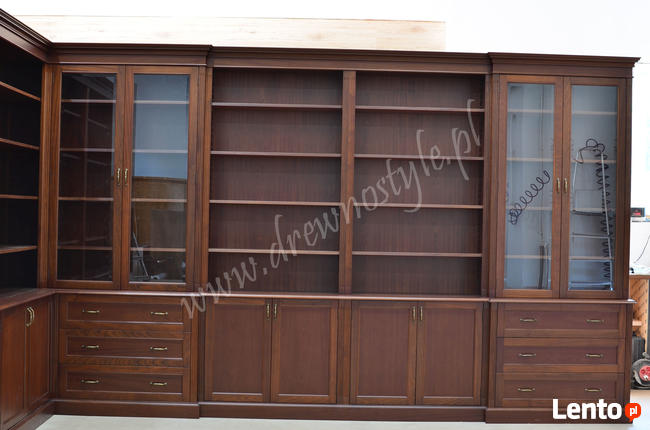 Zabudowy Biblioteczne Regły na wymiar MAHONIOWE