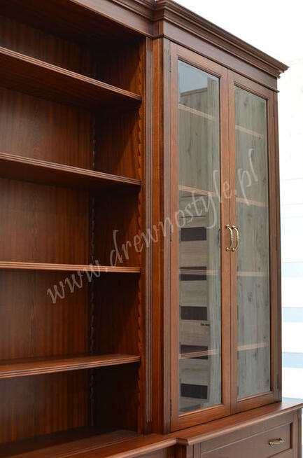 Zabudowy Biblioteczne Regły na wymiar MAHONIOWE