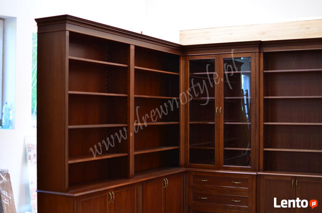 Zabudowy Biblioteczne Regły na wymiar MAHONIOWE
