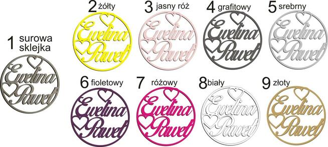 Dekoracja - Imiona pary młodej w kole